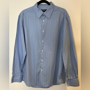 Claiborne Light Blue Striped Dress Shirt Size XL